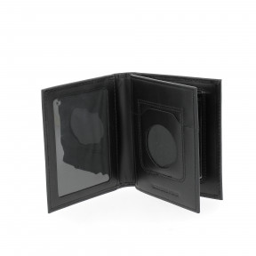 Porte-cartes professionnel 3 volets en cuir avec emplacement Navigo - Noir - GK