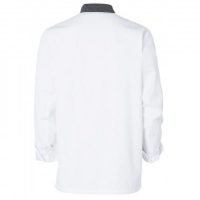 Veste de cuisine homme Ajik manches longues Blanche avec col et liserés pointillés - Molinel